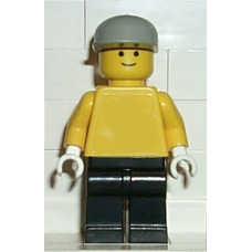 pln092 Plain Yellow Torso with Yellow Arms, Black Legs, Light Gray Cap 